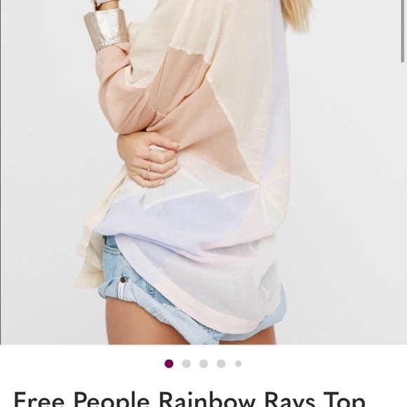 FREE PEOPLE RAINBOW Blouse SIZE SMALL, OVERSIZED - Picture 3 of 14